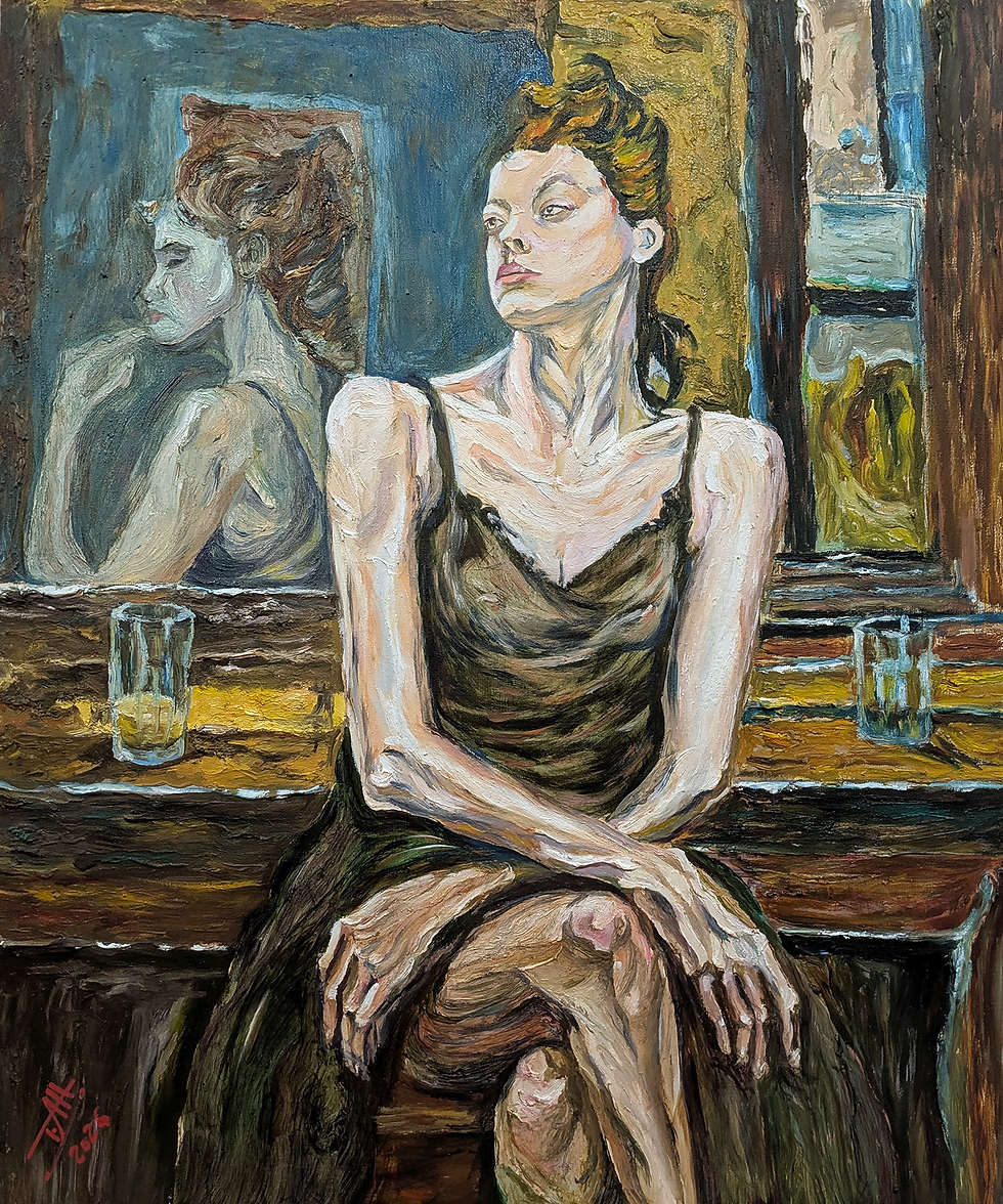 The Absinthe Drinker – full view of the painting