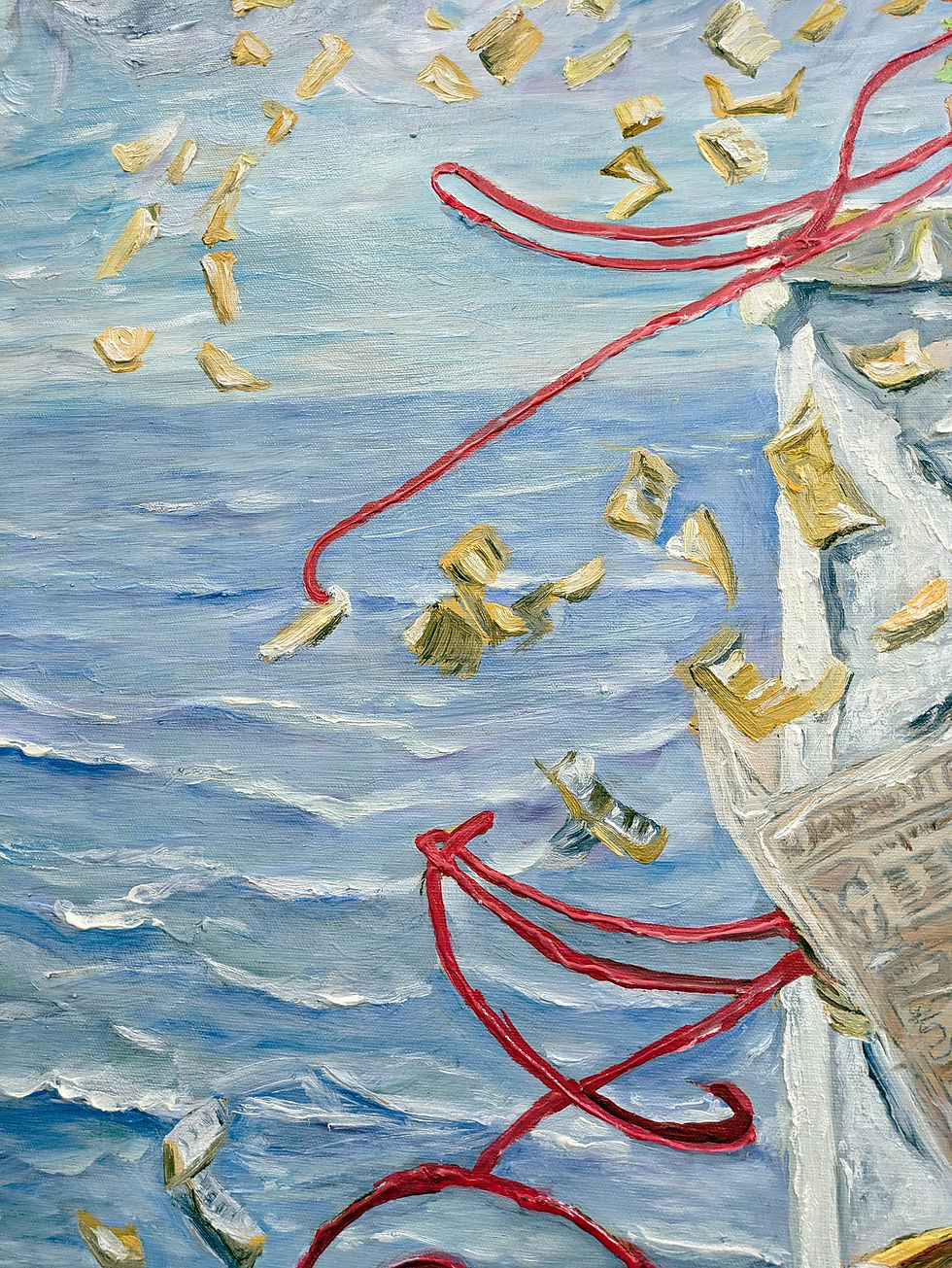 The Rest of AI — sea, red cables and fragmented language detail