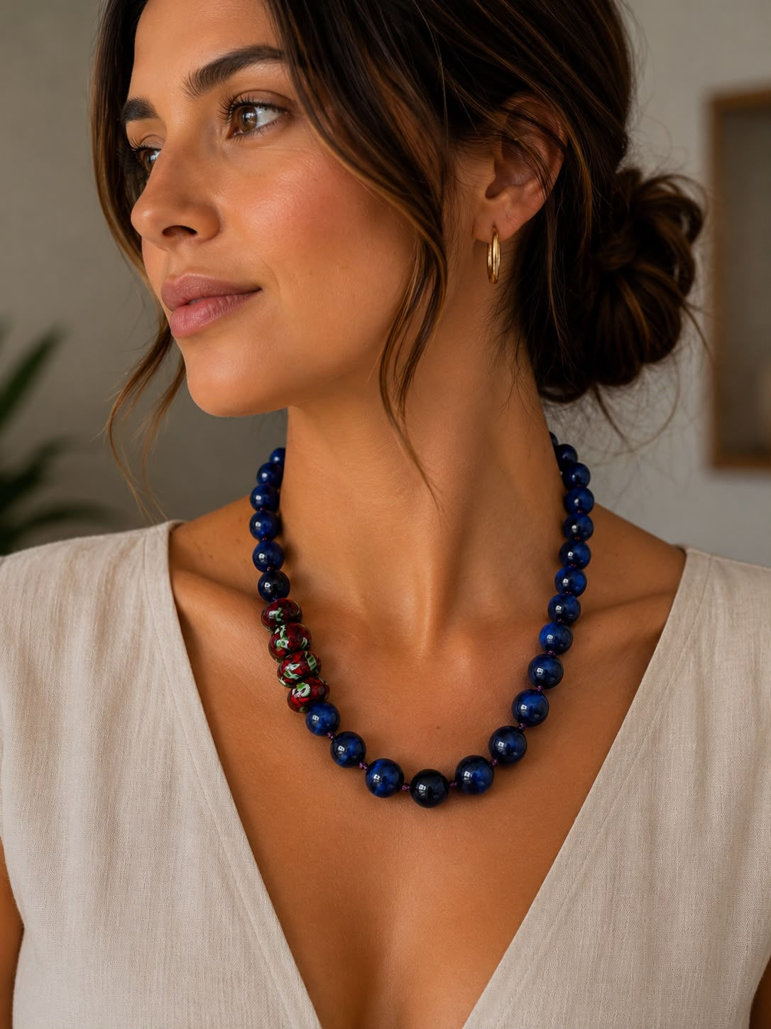 Collar ojo tigre azul