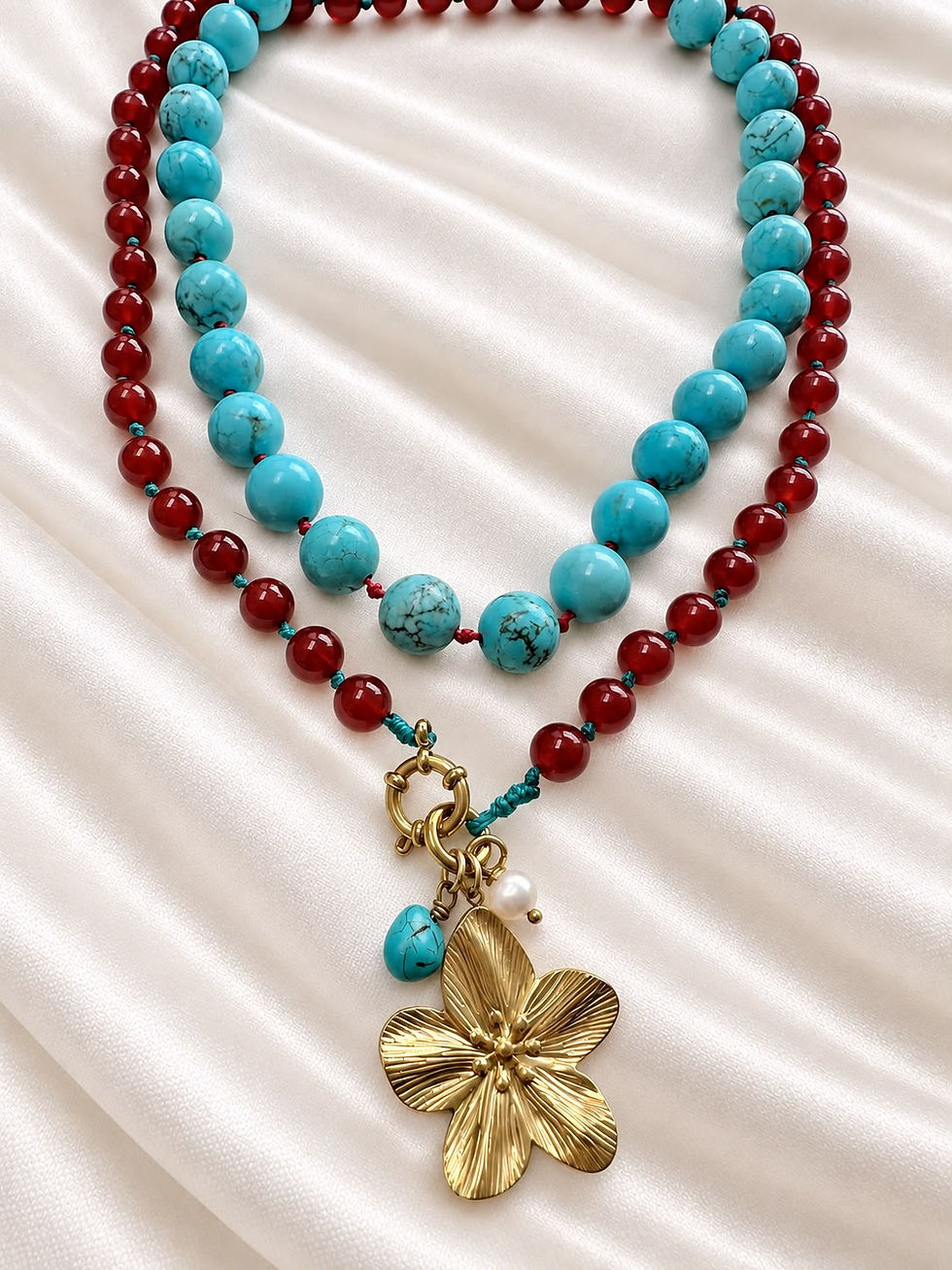 Miniatura: Collar Cornalina Flor dorada🌺