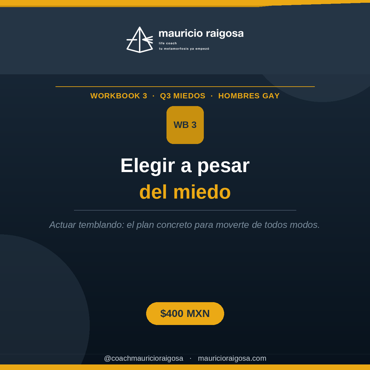 MIEDOS#3 - Elegir a pesar del miedo - para hombres gay