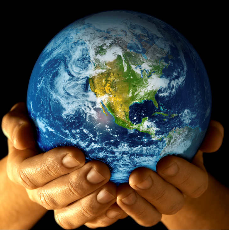 Hands holding the earth