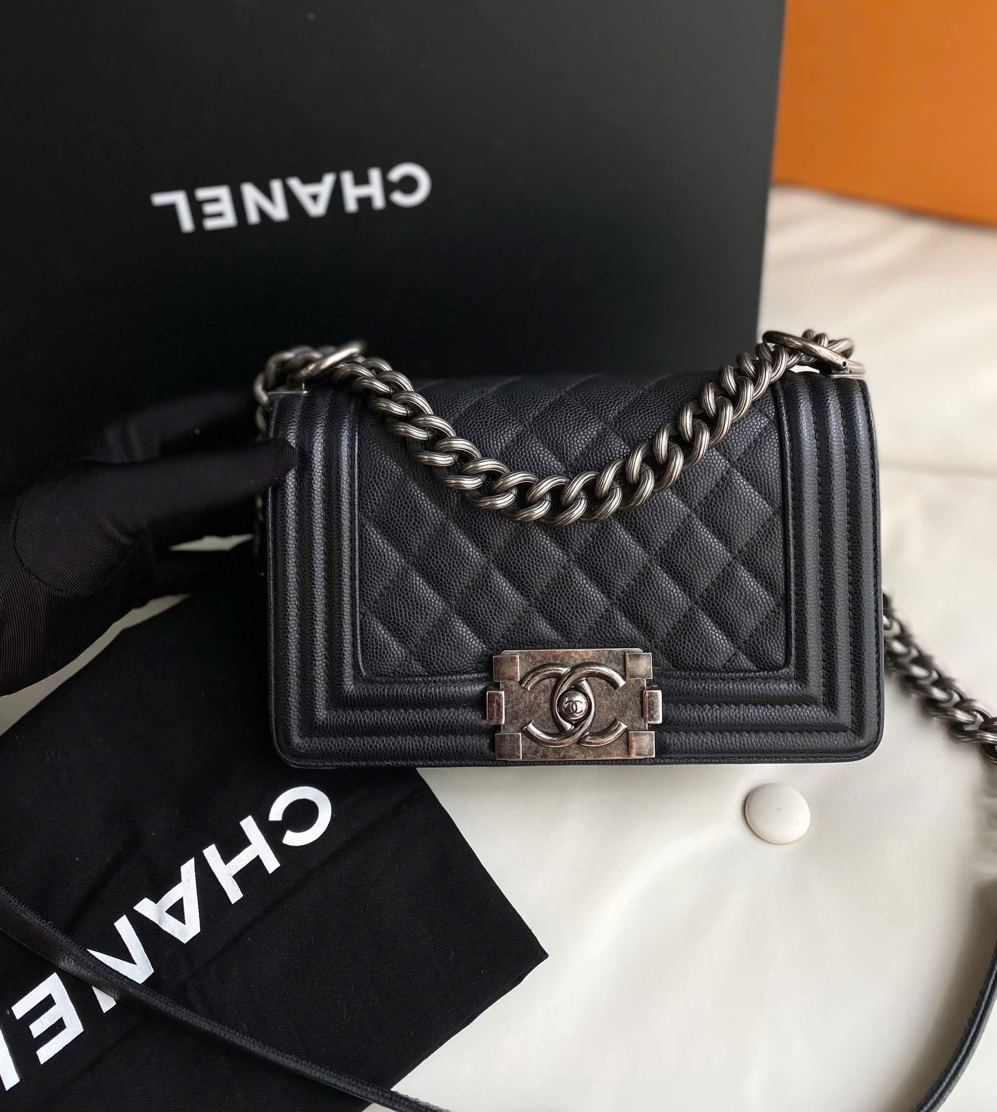 Chanel Small Boy Handbag with Ruthenium Harware