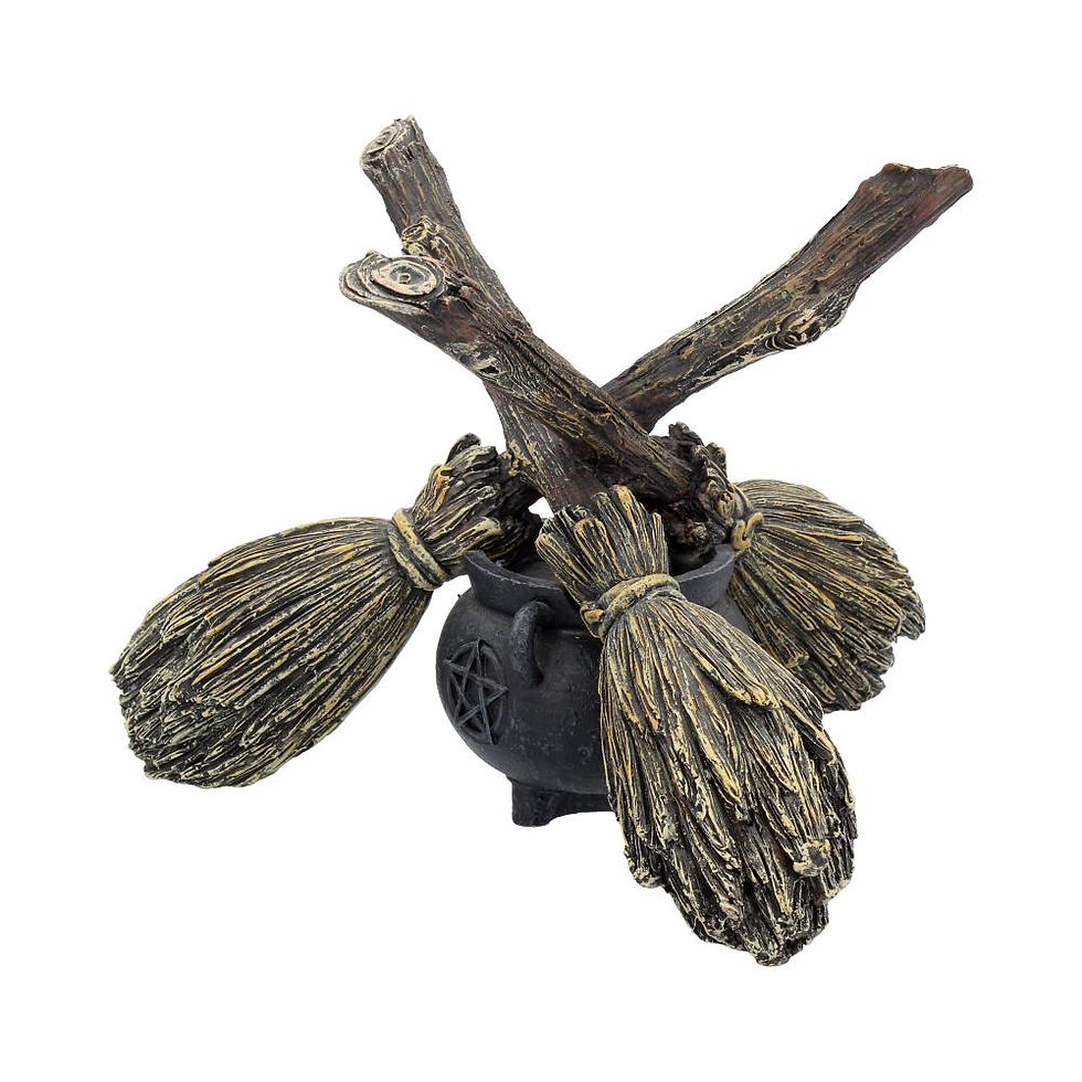 Thumbnail: BROOMSTICK CRYSTAL BALL HOLDER 17CM