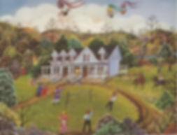 Painting of Grey Gables & Children