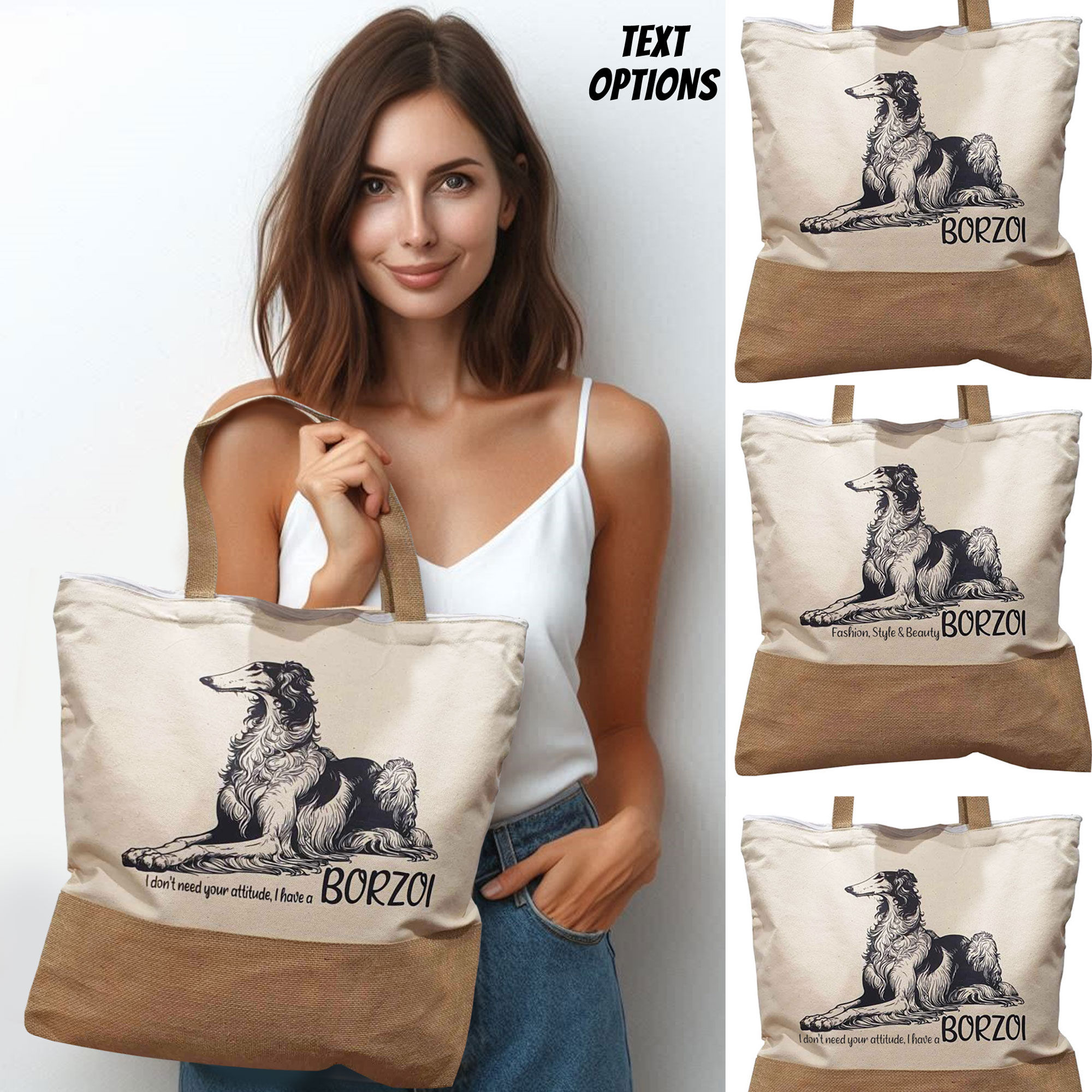 Borzoi Jute & Canvas Tote