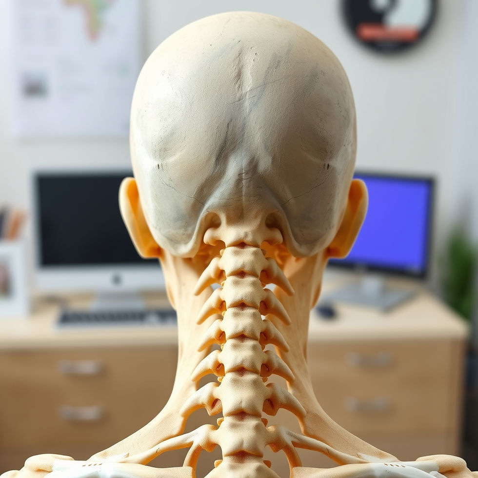 image of where the spine meets the skull, medical image for use in chirpractor's office ba