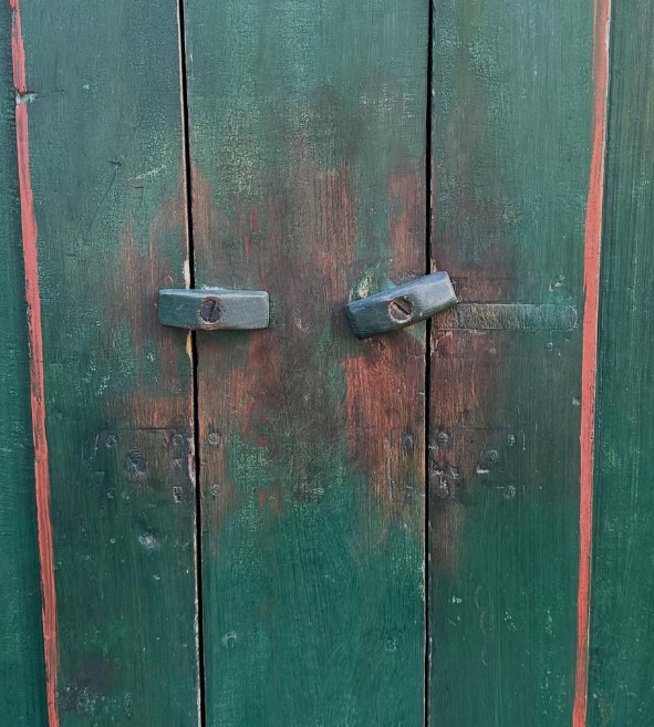 Thumbnail: Antique Painted Cupboard Two Piece