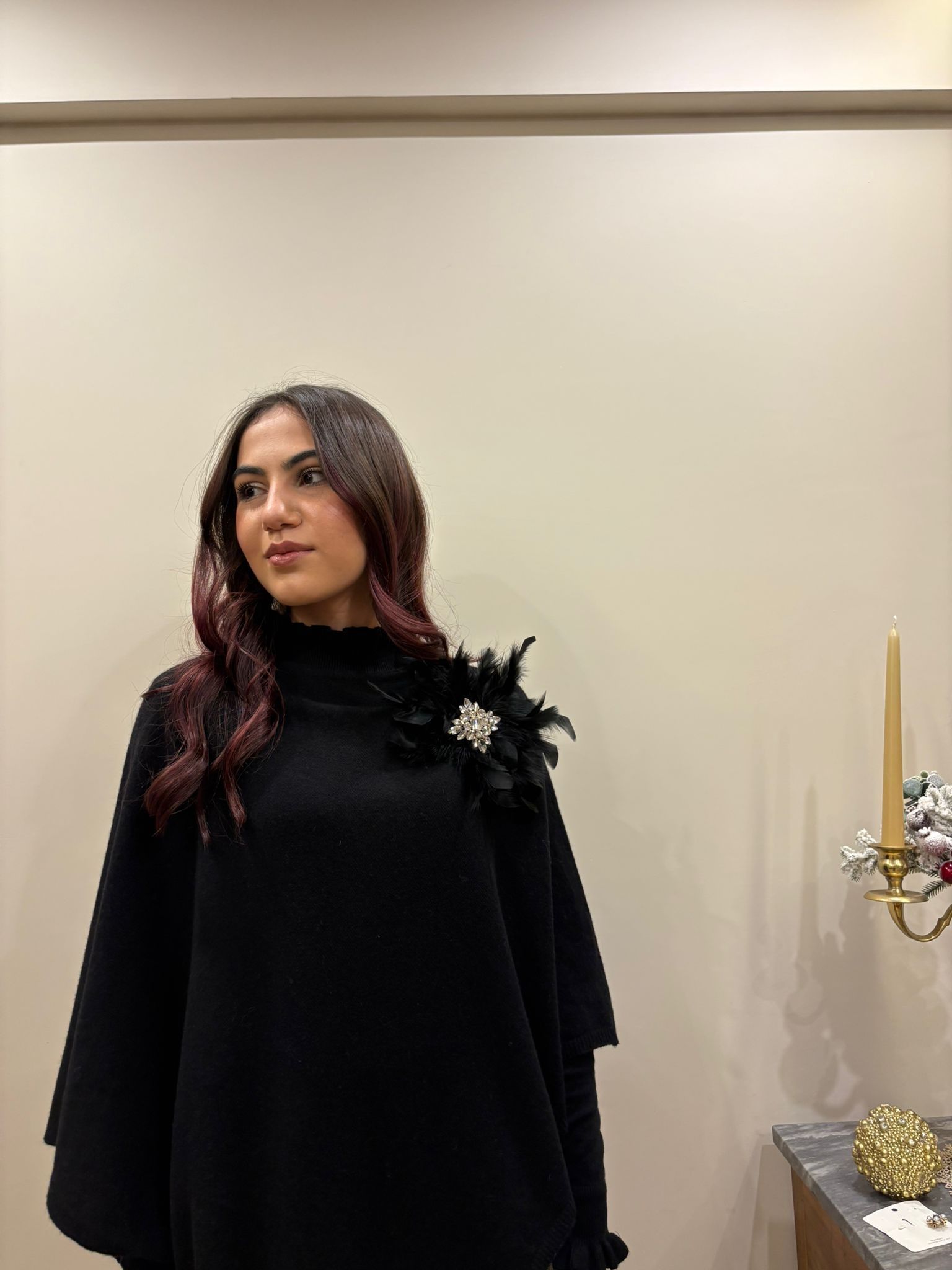 Poncho in misto cachemire