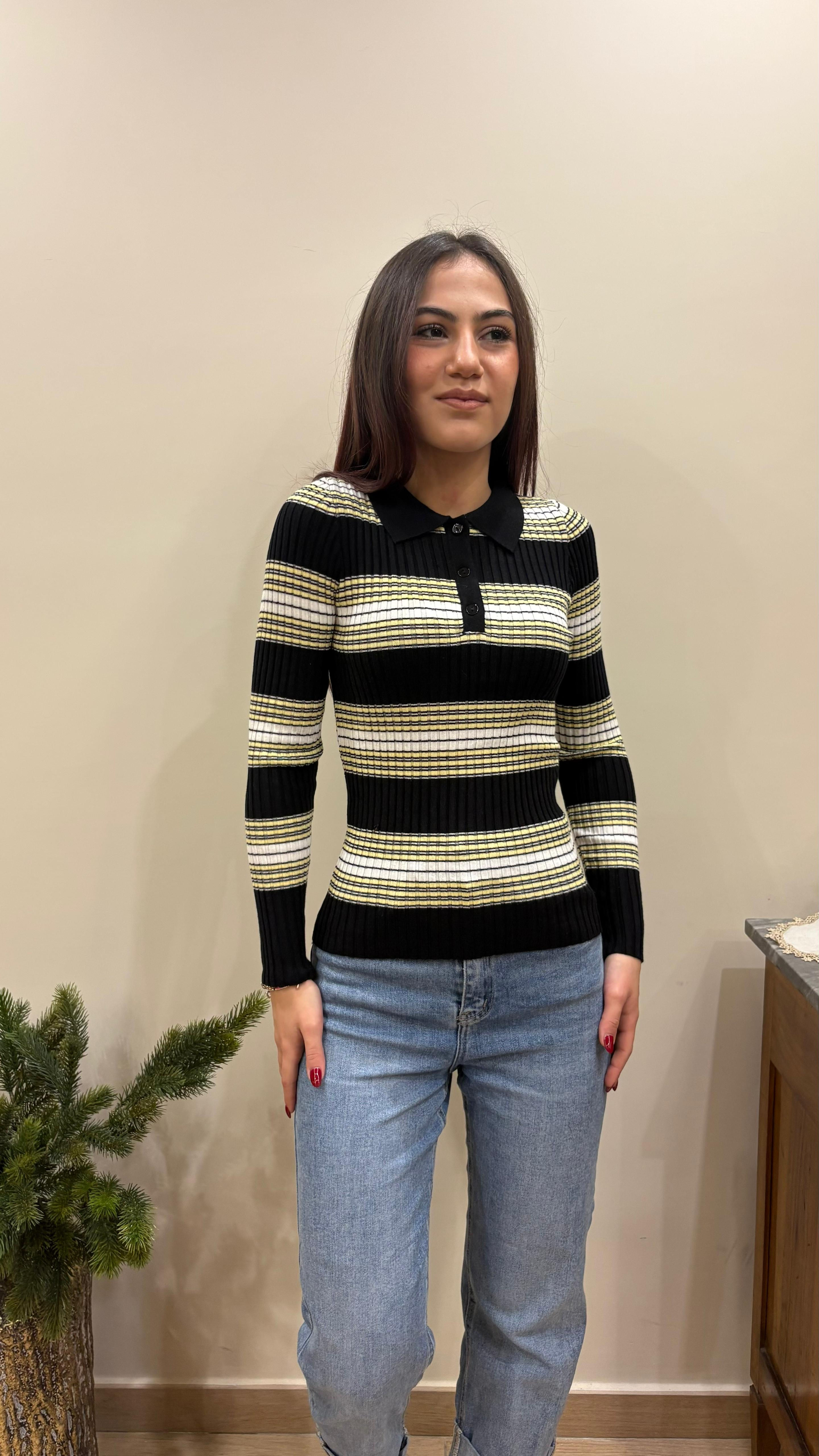 Polo con Lavorazione Mini Righe