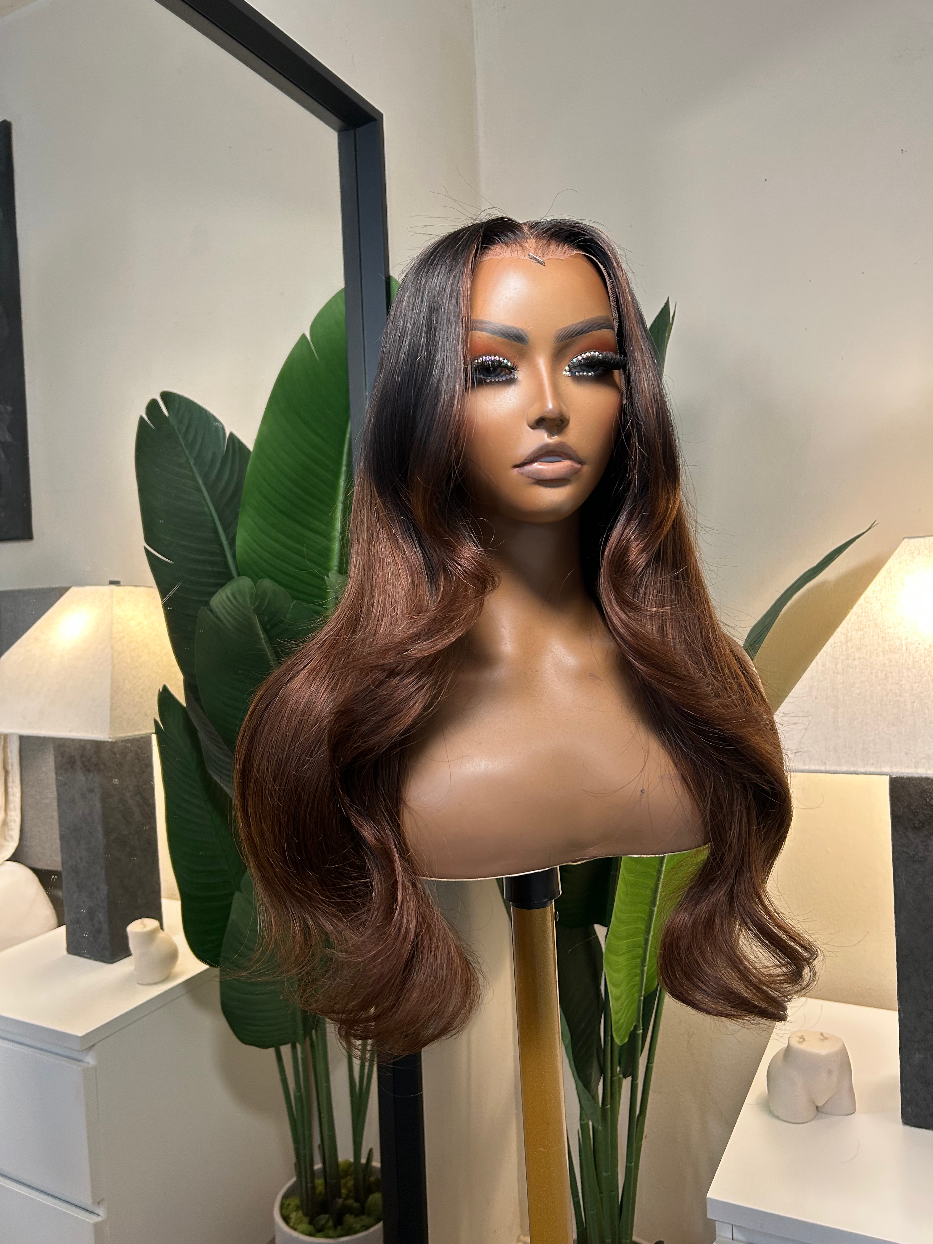 Refurbished HD balayage brown wig 