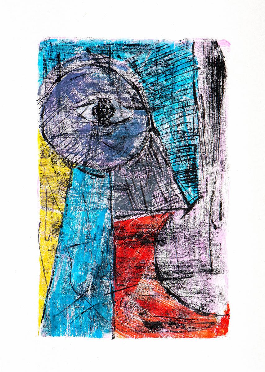 Abstract color monoprint by Mauritian artist Pascal Lagesse