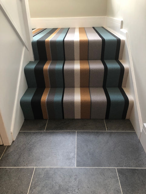 Wool Stripe - fitted stair down to LVT
