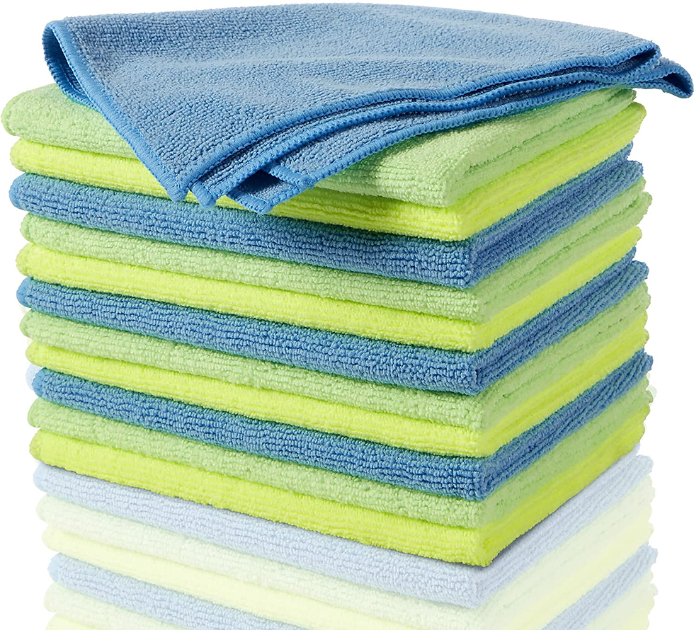 الصورة المصغرة: High-Absorbency Microfiber Cleaning Cloths - 12 Pack, 735 GSM