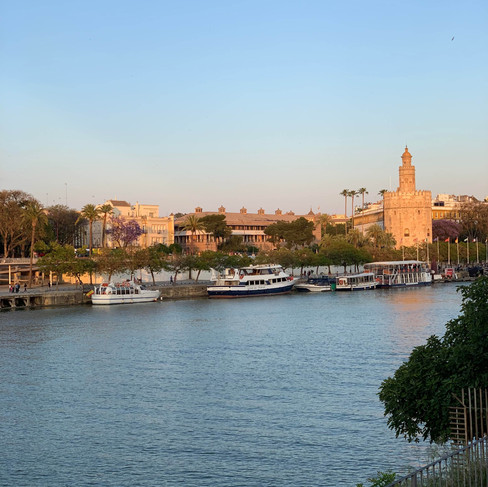 Sunset in River in Seville Spain 