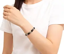 Cute “Pussy Cat Opal” Platinum-Plated Sterling Silver Bracelet
