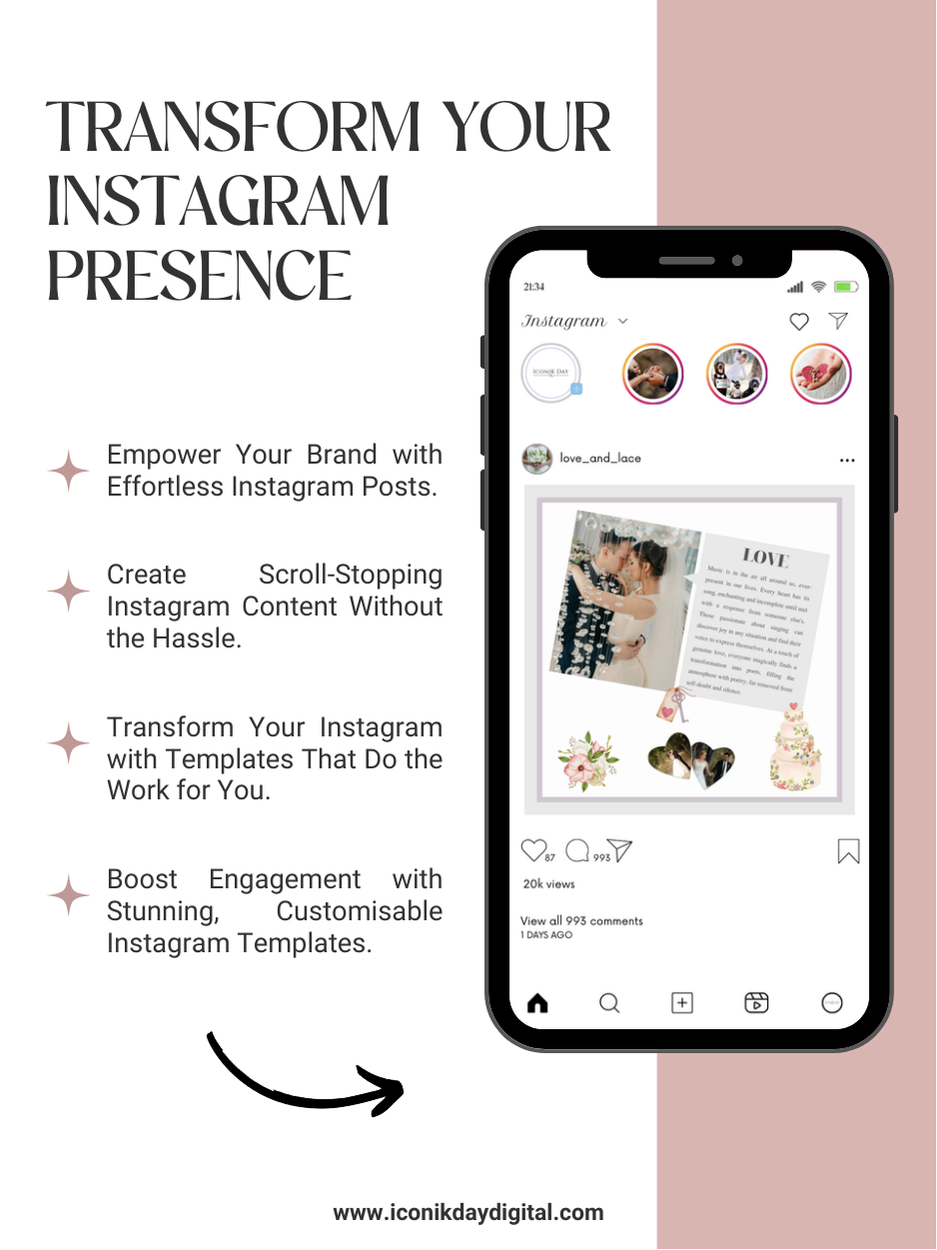 Thumbnail: (PK1) 16 Wedding Canva Instagram Templates