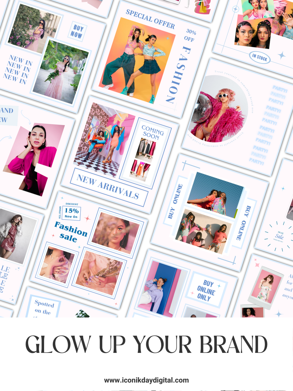 Thumbnail: (PK1) 16 Pink and Blue Fashion Canva Instagram Templates