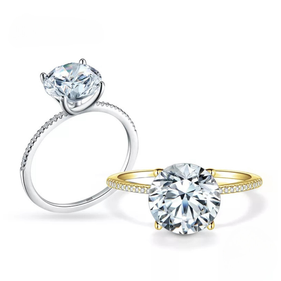 Luxury “Clear Zircon” 925/Gold-Plated Sterling Silver Rings