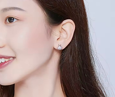 Radiant “Pink Zircon Ladybug” Platinum-Plated Sterling Silver Stud Earrings
