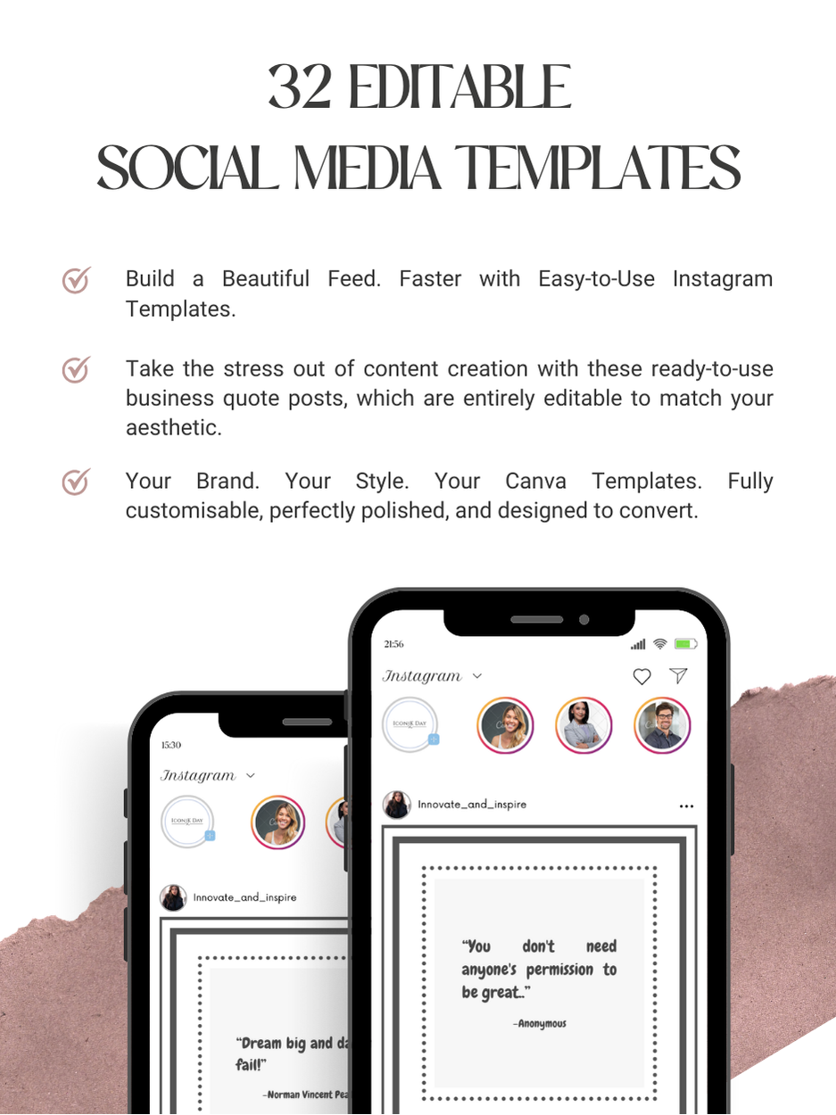 Thumbnail: (PK1) 32  Business Instagram Quotes –  Editable Canva Templates | Ready-to-Use