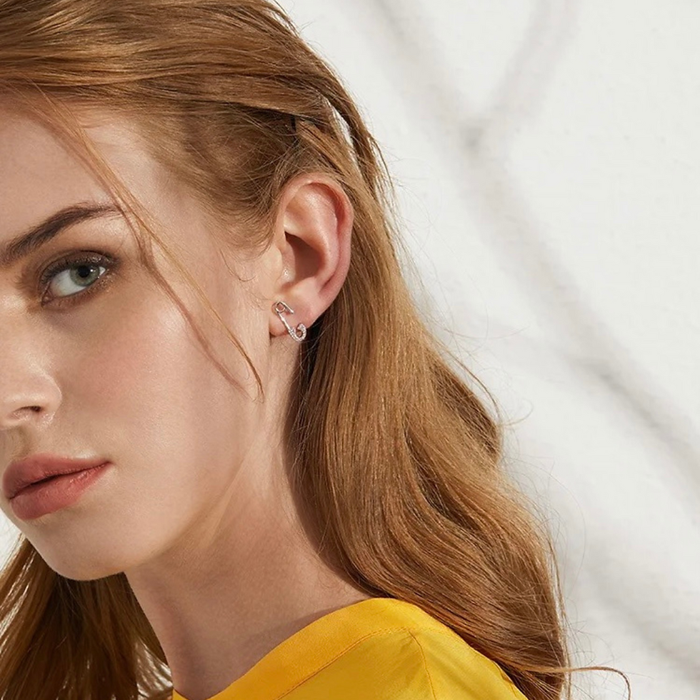 Thumbnail: Unique “Safety Pin Statement” Platinum-Plated Sterling Silver Stud Earrings