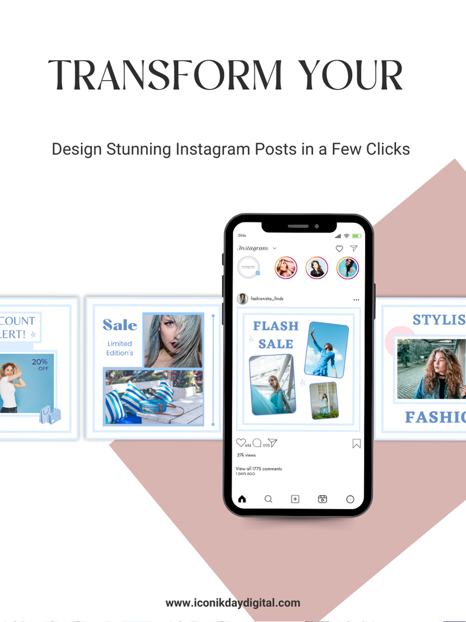 Thumbnail: (PK1) 16 Blue Fashion Instagram Templates