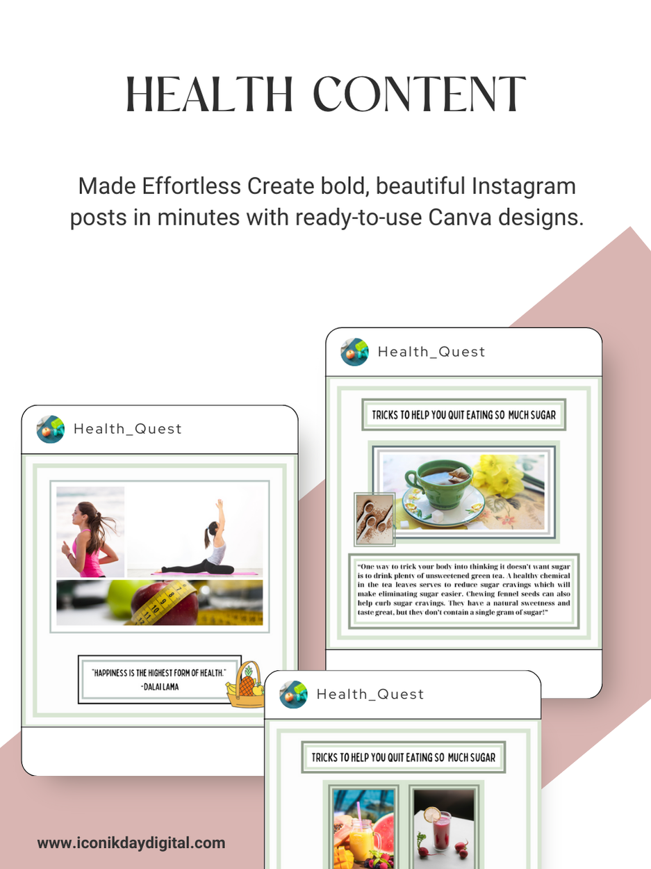 Thumbnail: (PK1) 16 Health Care Canva Instagram Templates