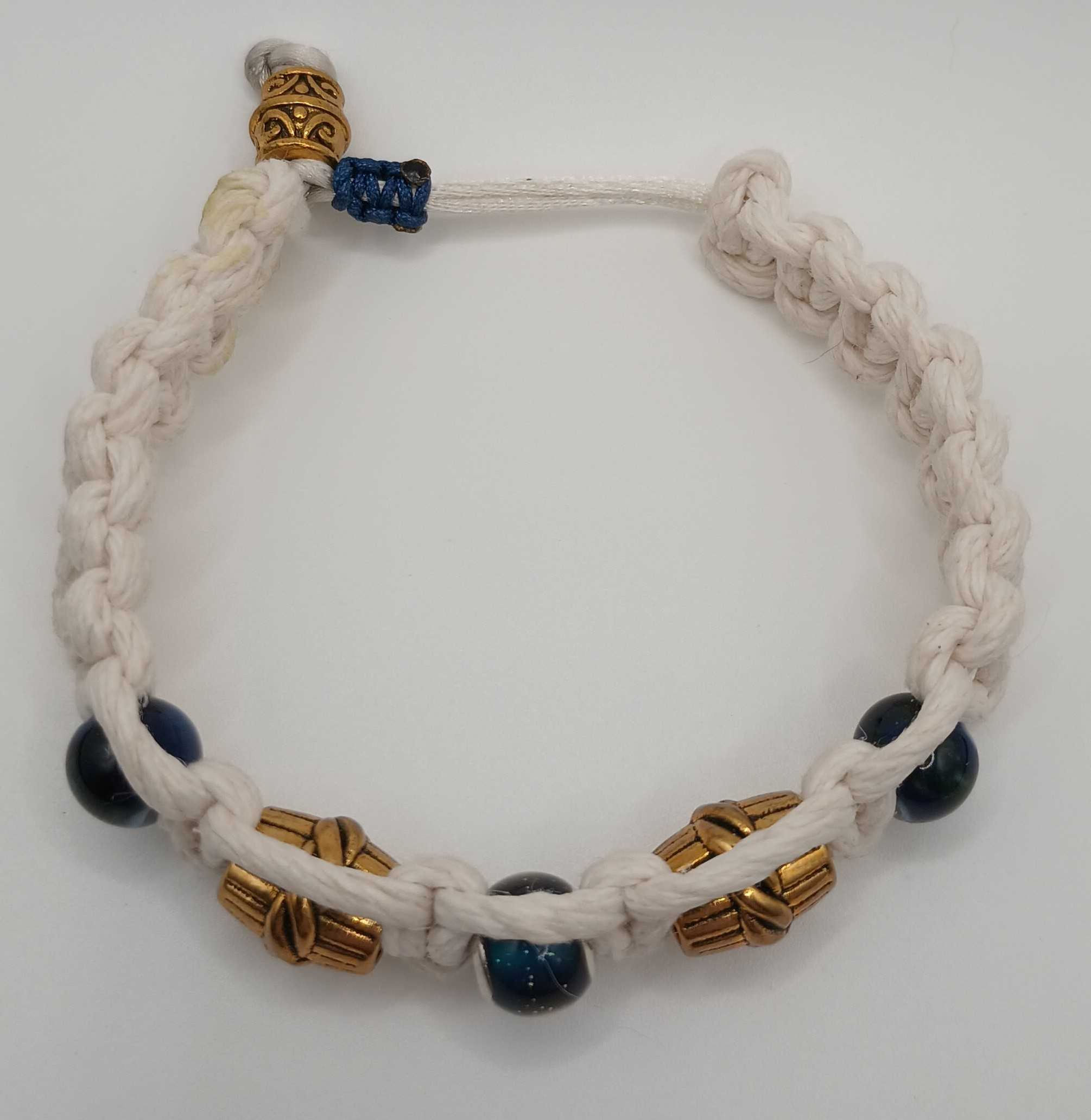 Woven Hemp & Nylon Bracelet With Mood Bead, Ceramic & Metal