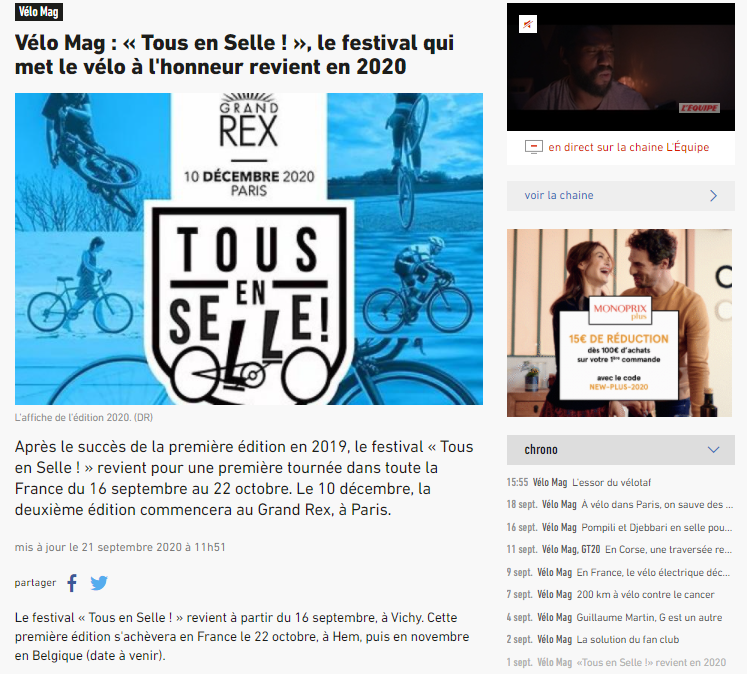 Article VéloMag - Septembre 2020