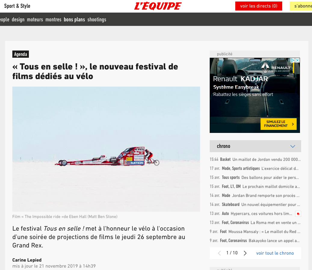 L'ÉQUIPE - Novembre 2019