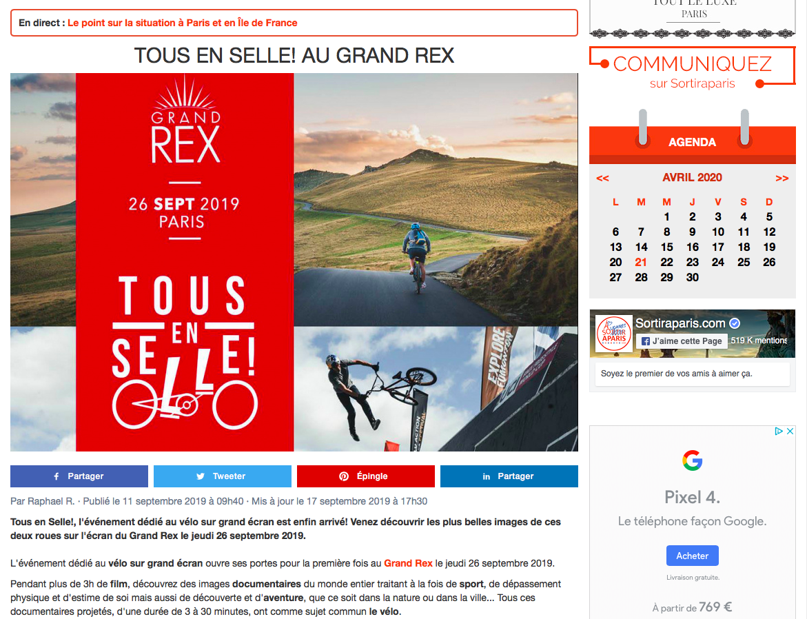 SORTIR A PARIS - Septembre 2019
