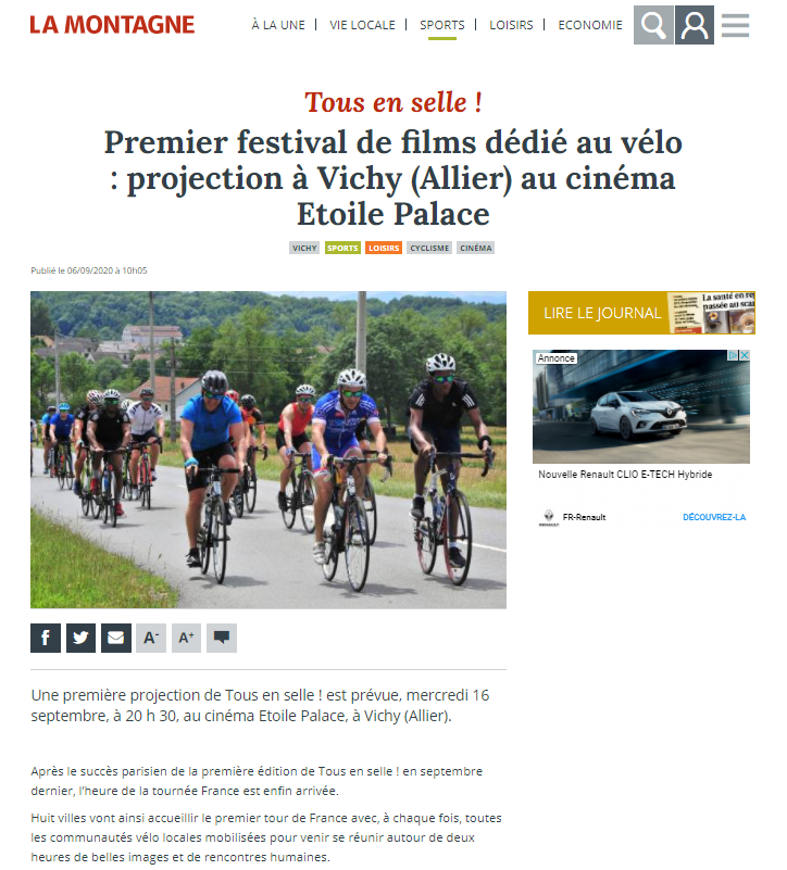 Article La Montagne - Septembre 2020