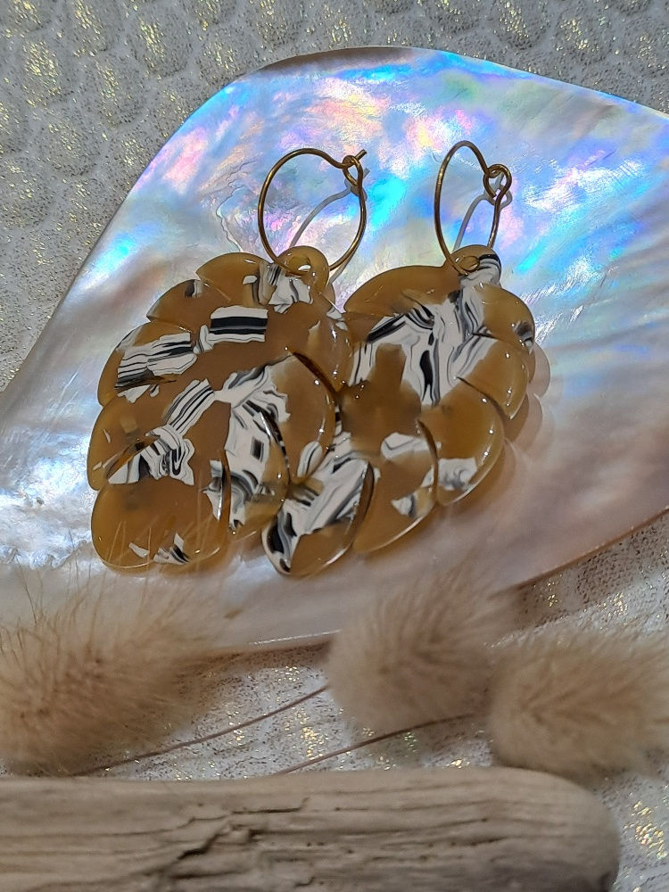 Miniature : Boucles d'oreilles Monstera en Acetate 