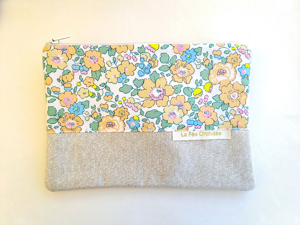 Miniature : Trousse plate en simili cuir et Liberty