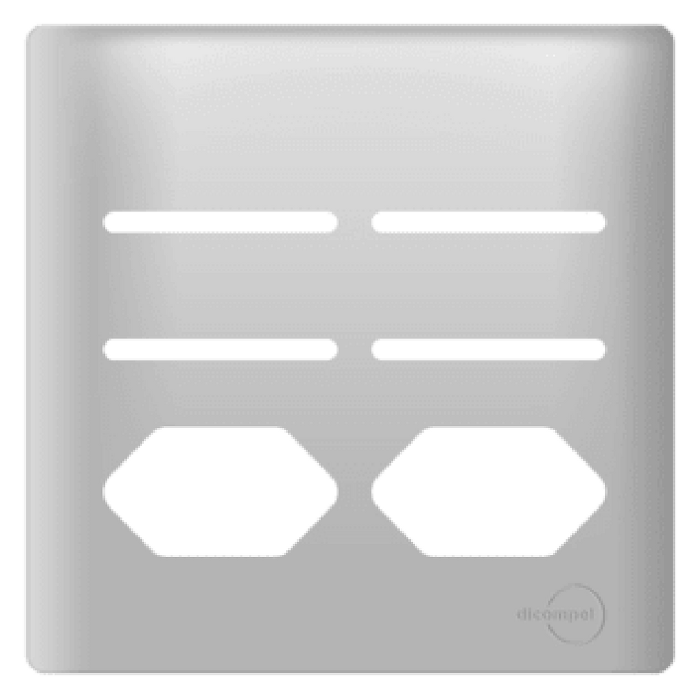 Placa 4x4 p/ 4 Interruptores e 2 Tomadas Prata Novara