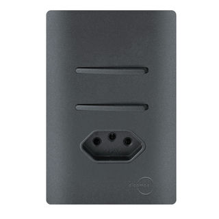 Interruptor 2 Teclas Paralelas com Tomada 10A Preto Grafite Total