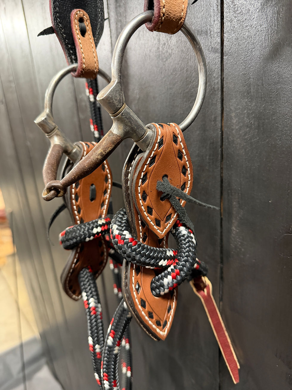 Thumbnail: One Ear Headstall and Loop Reins with Slobber Straps Set