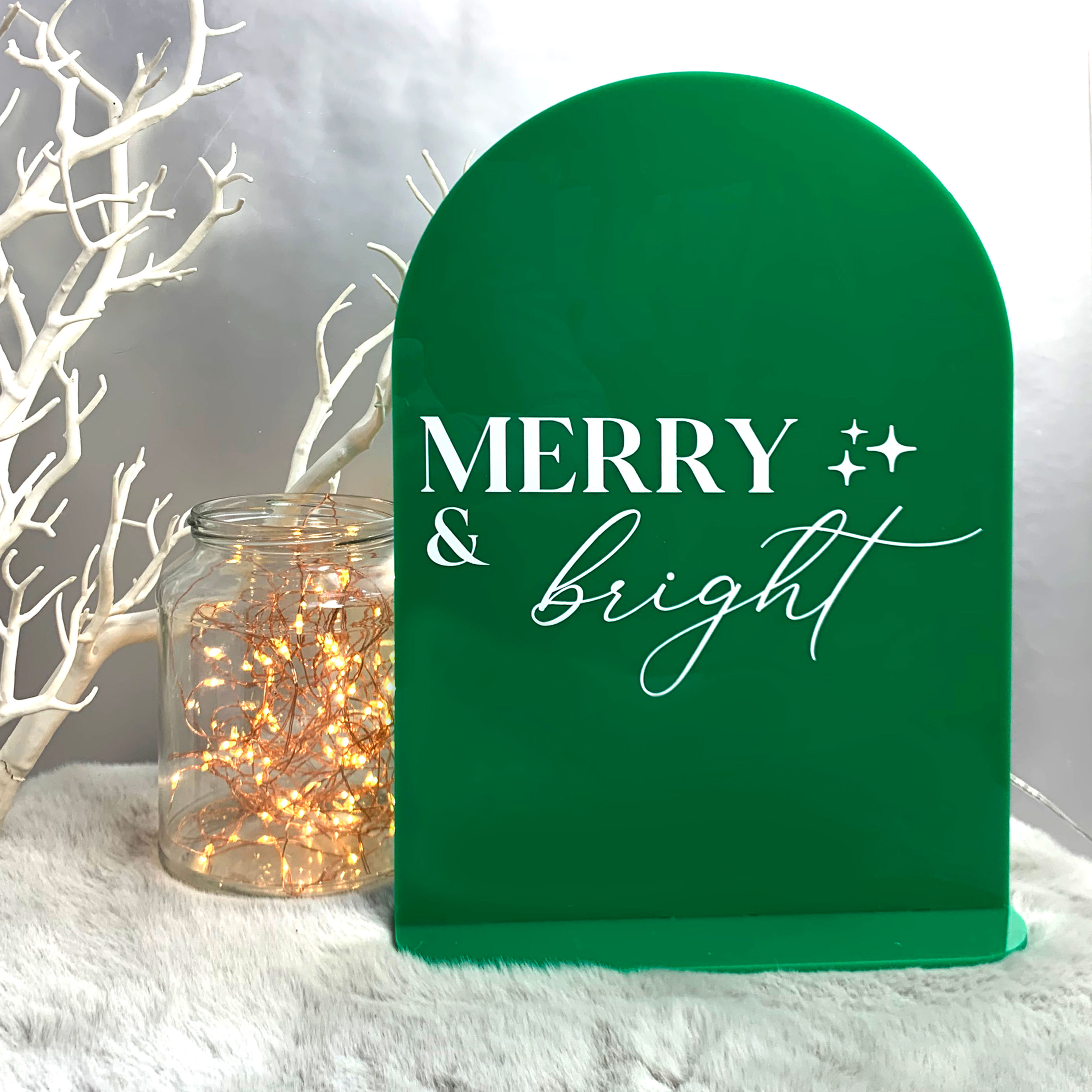Handmade Luxury Acrylic Merry & Bright Sign