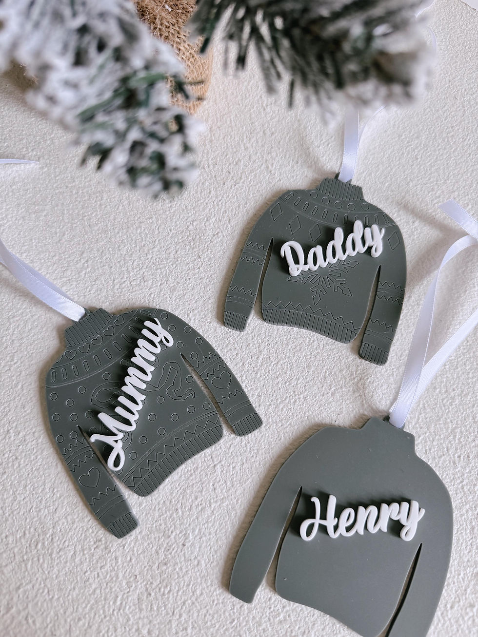 Thumbnail: Personalized Acrylic Christmas Jumper Ornament – Custom Name Decoration