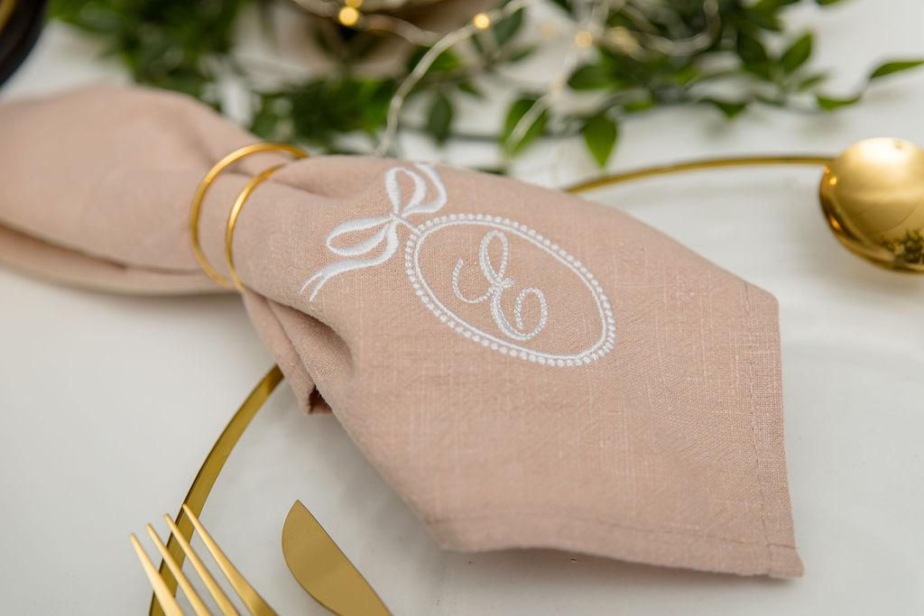 Personalized Embroidered Linen Napkin, Wedding Gift, Housewarming Gift
