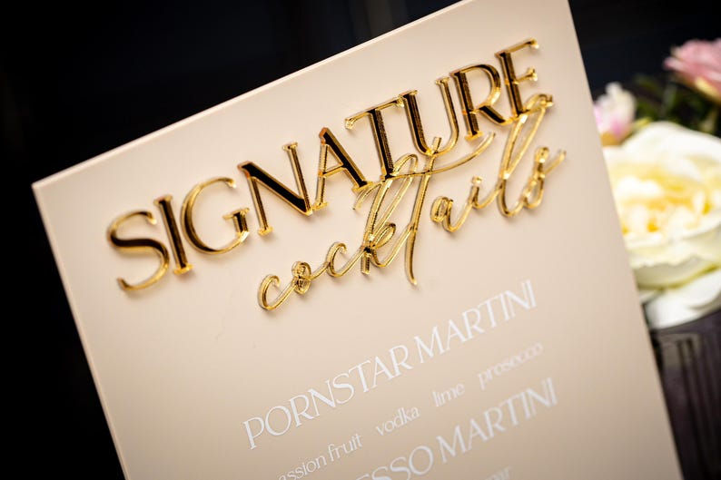 Thumbnail: Personalized Acrylic Signature Cocktails Sign with 3D Details