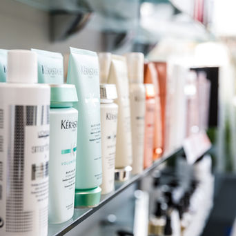 beauty products on a shelf