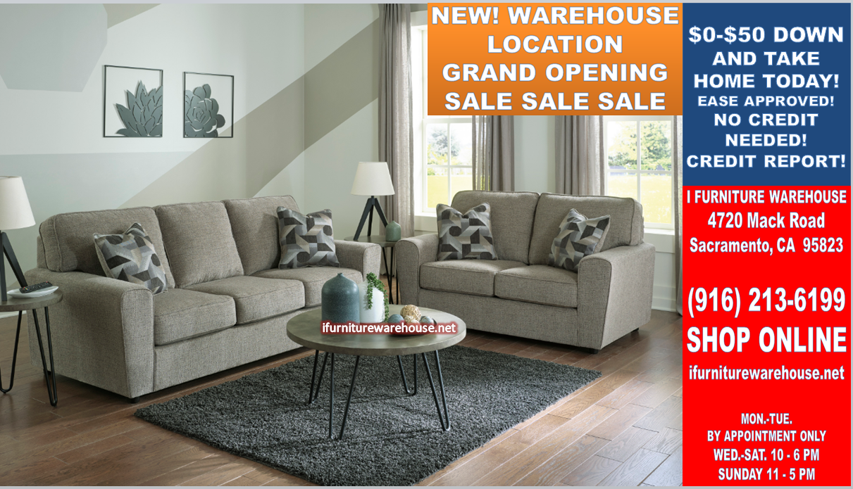 IN STOCK 2PCS NEW_PEWTER FABRIC REMOVABLE SEAT POLYESTER SOFA AND LOVESEAT