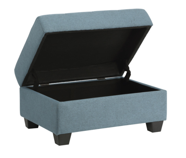 IN STOCK NEW_BLUE FABRIC STORAGE OTTOMAN ONLY