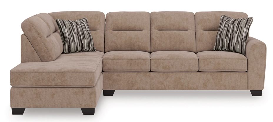 2PCS MOCHA OLTEN UPHOLSTERY SECTIONAL SOFA WITH ACCENT PILLOWS