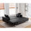 Thumbnail: BLACK PU Tufted Reversible Sectional Sofa Bed