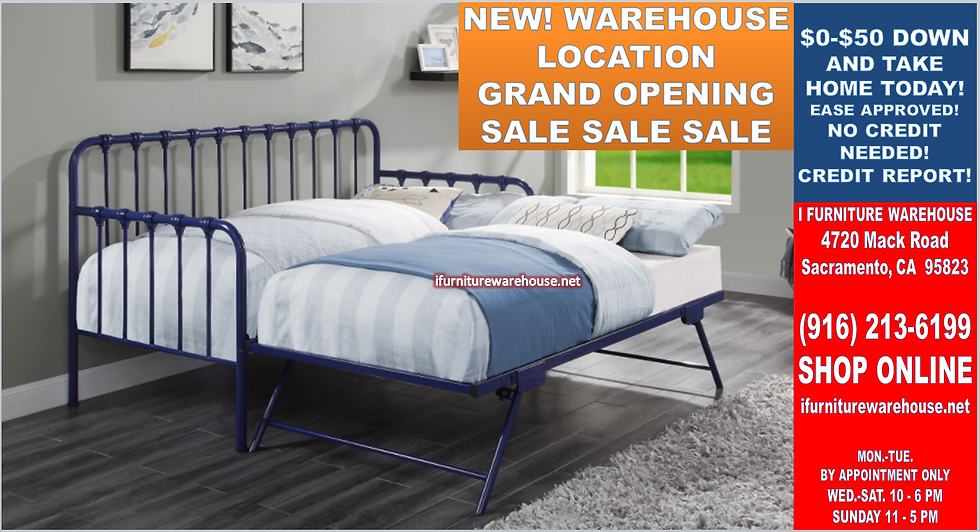 IN STOCK NEW_TWIN BED, METAL BLUE DAYBED WITH POPUP TRUNDLE "ALL
