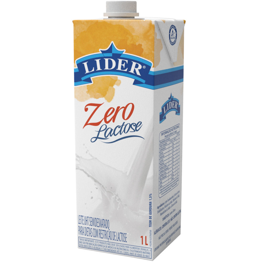 Leite UHT Lider Semidesnatado Zero Lactose 1L