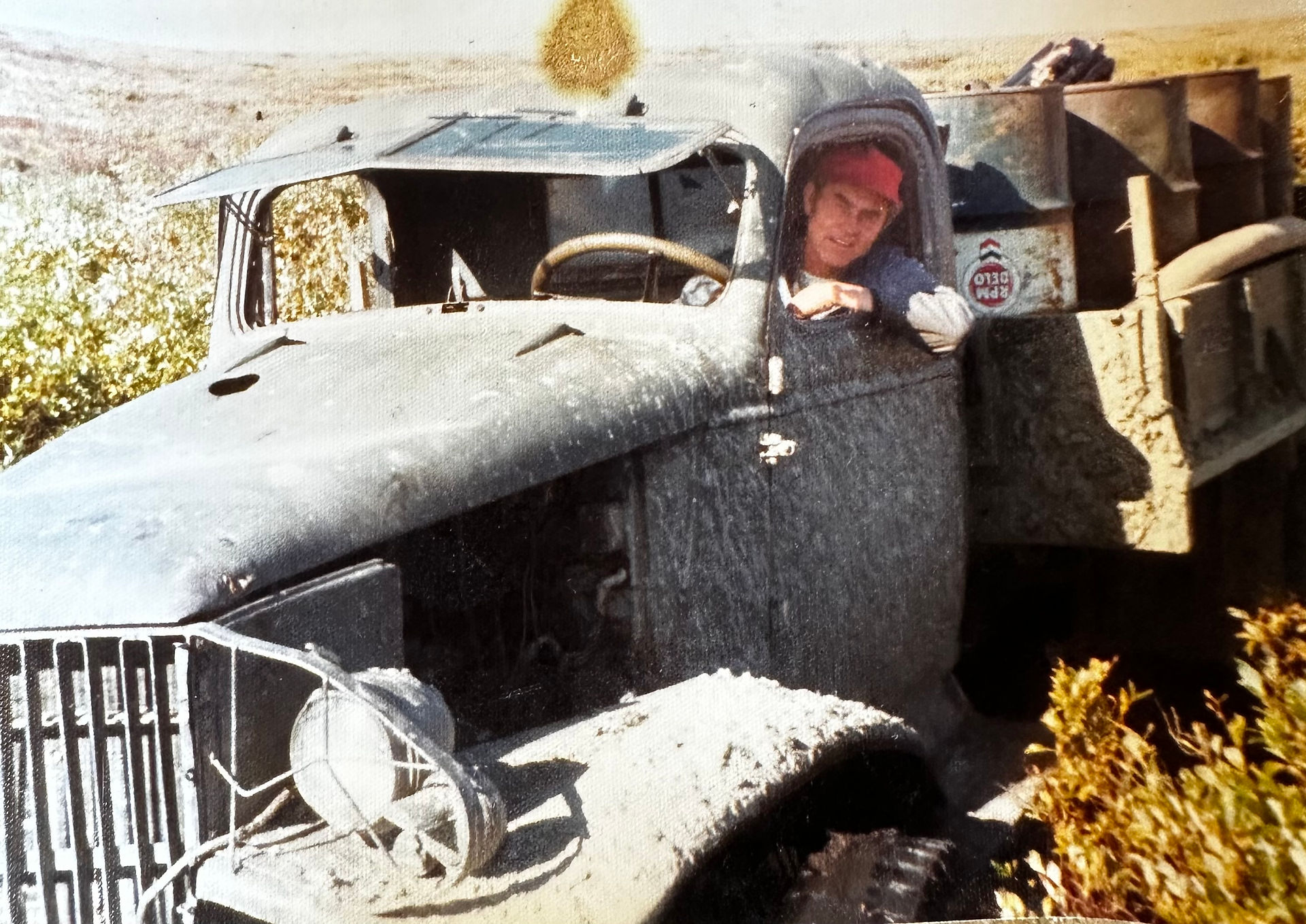 Man in an old truck